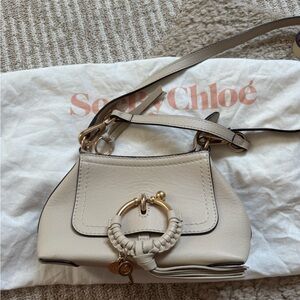 See By Chloe Mini Joan Leather Crossbody in Cement Beige